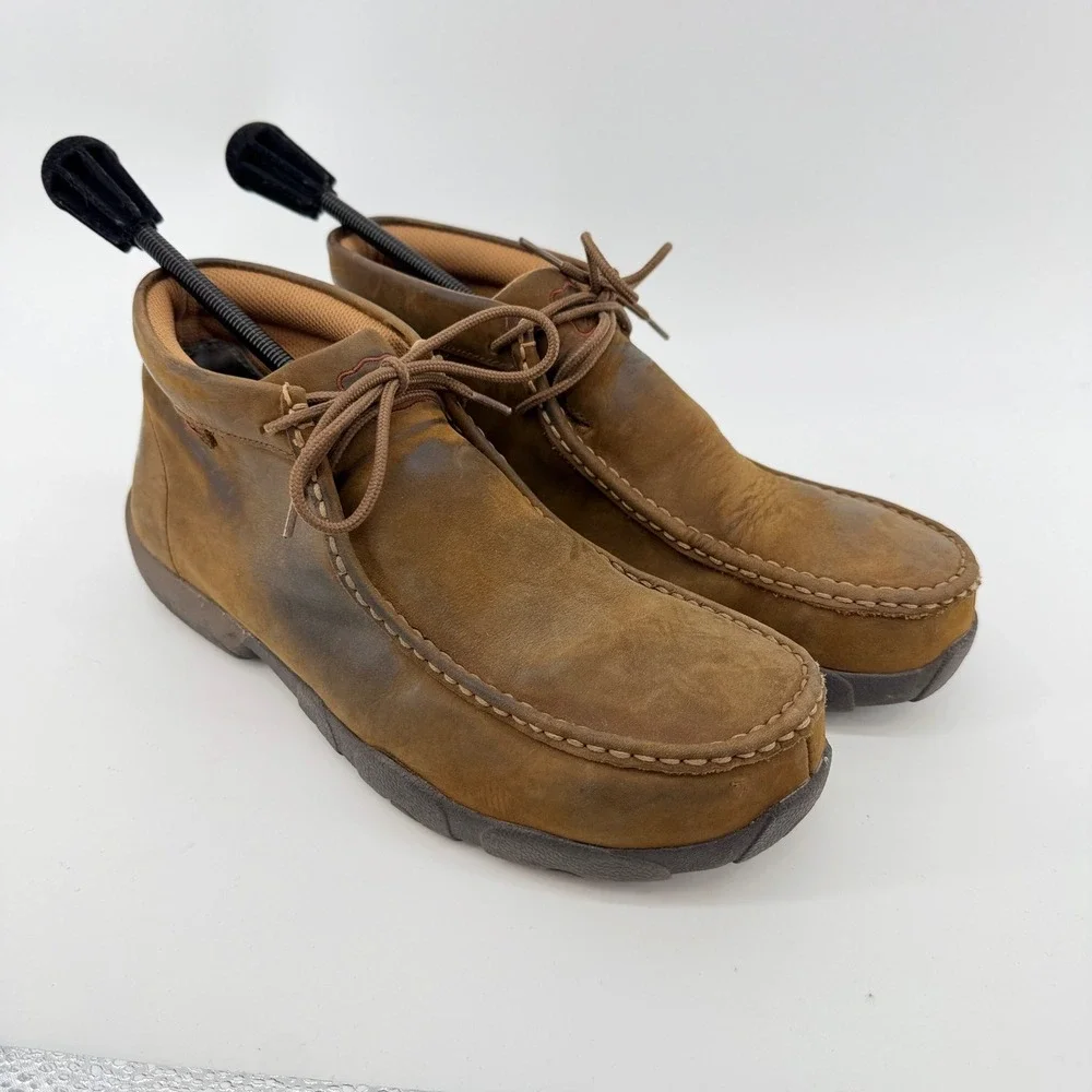 Twisted X Mens Chukka Moc Brown Leather Steel Toe Work Boots MDMST01 Size 10 M